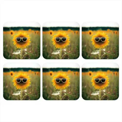 Zonnebloem - Veld - Zonnebril onderzetter kurk middel -3d