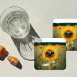 Zonnebloem - Veld - Zonnebril onderzetter kurk middel -sfeer4