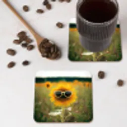 Zonnebloem - Veld - Zonnebril onderzetter kurk middel -sfeer2