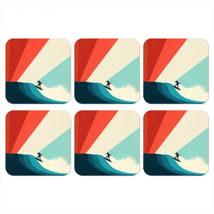 Surfer - Abstract - Golven - Zonnestralen onderzetter kurk middel -3d