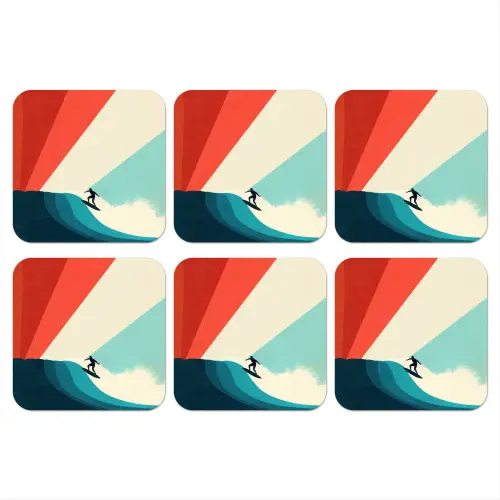 Surfer - Abstract - Golven - Zonnestralen onderzetter kurk middel -3d