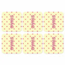 Swag - Roze - Stippen - Geel onderzetter kurk middel -3d