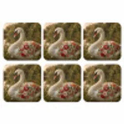 Zwaan - Bloemen - Natuur onderzetter kurk middel -3d