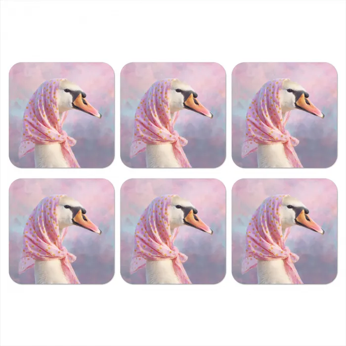 Zwaan - Sjaaltje - Pastelwolken onderzetter kurk middel -3d