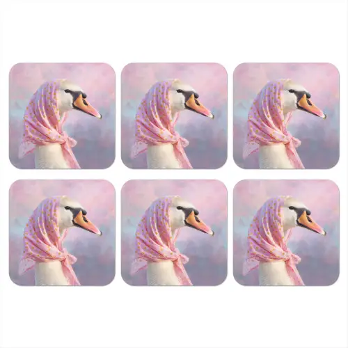 Zwaan - Sjaaltje - Pastelwolken onderzetter kurk middel -3d