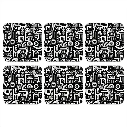 Symbolen - Abstract - Grafisch - Zwart onderzetter kurk middel -3d