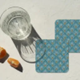 Symmetrisch - Patroon - Blauw onderzetter kurk middel 366 -sfeer4