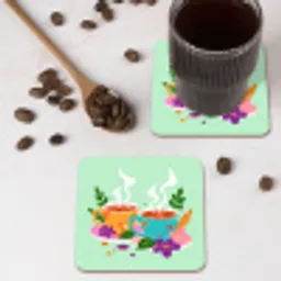 Thee - Illustratie - Kopjes - Bloemen onderzetter kurk middel -sfeer2