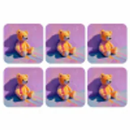 Teddybeer - Schaduw - Penseelstreken - Paars onderzetter kurk middel -3d