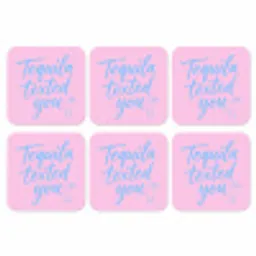 Tequila texted you - Roze - Blauw onderzetter kurk middel -3d