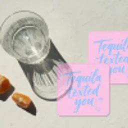 Tequila texted you - Roze - Blauw onderzetter kurk middel -sfeer4