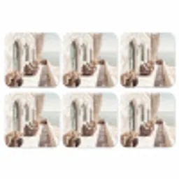 Terras - Stoelen - Strand - Beige onderzetter kurk middel -3d