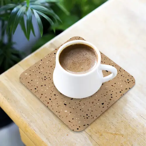 Terrazzo - Patroon - Beige onderzetter kurk middel 366 -sfeer5