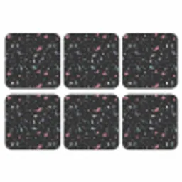 Terrazzo - Patroon - Zwart - Zacht onderzetter kurk middel 366 -3d