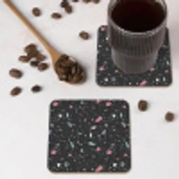 Terrazzo - Patroon - Zwart - Zacht onderzetter kurk middel 366 -sfeer2