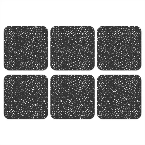 Terrazzo - Patroon - Zwart - Wit onderzetter kurk middel 366 -3d