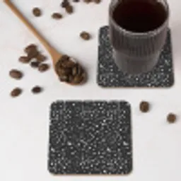 Terrazzo -  Patroon - Zwart - Wit onderzetter kurk middel 366 -sfeer2