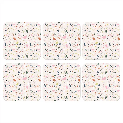Terrazzo - Patroon - Kleurrijk onderzetter kurk middel 366 -3d