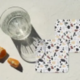 Terrazzo -  Patroon - Kleurrijk - Klei onderzetter kurk middel 366 -sfeer4