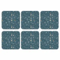 Terrazzo -  Patroon - Kleurrijk - Diep blauw onderzetter kurk middel 366 -3d