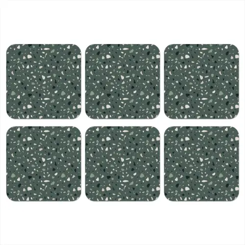 Terrazzo - Patroon - Kleurrijk - Groen onderzetter kurk middel 366 -3d