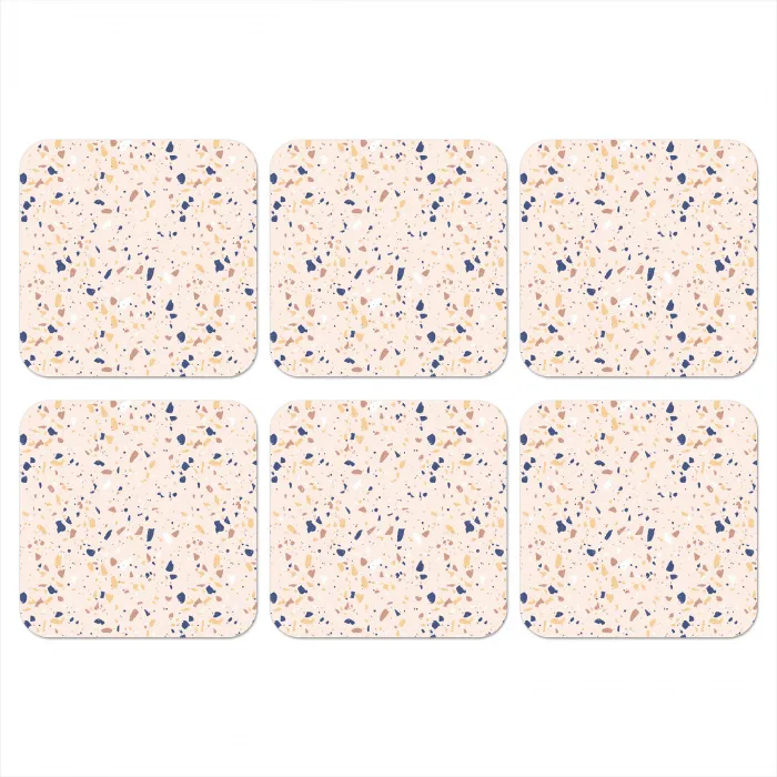 Terrazzo - Patroon - Kleurrijk - Indigo onderzetter kurk middel 366 -3d