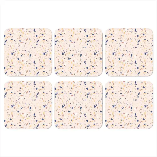 Terrazzo - Patroon - Kleurrijk - Indigo onderzetter kurk middel 366 -3d