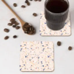 Terrazzo -  Patroon - Kleurrijk - Indigo onderzetter kurk middel 366 -sfeer2
