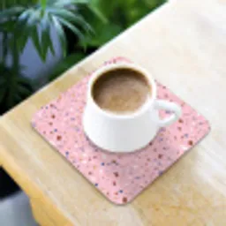Terrazzo -  Patroon - Kleurrijk - Roze onderzetter kurk middel 366 -sfeer5