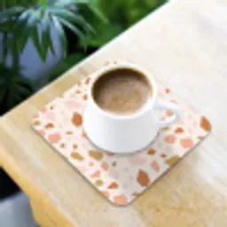 Terrazzo -  Patroon - Kleurrijk - Zalm onderzetter kurk middel 366 -sfeer5