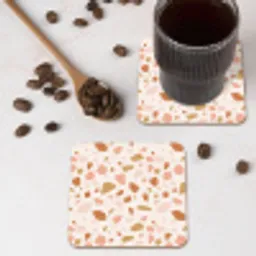Terrazzo -  Patroon - Kleurrijk - Zalm onderzetter kurk middel 366 -sfeer2
