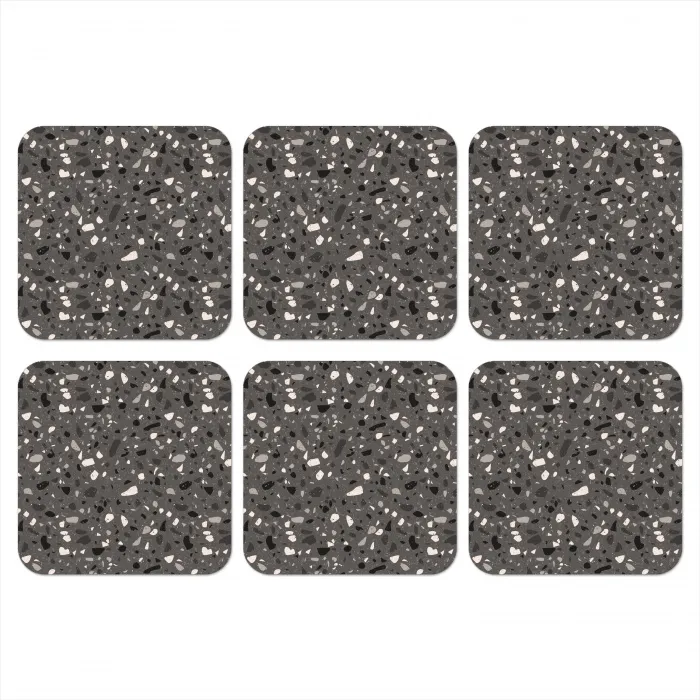 Terrazzo - Patroon - Grijs onderzetter kurk middel 366 -3d
