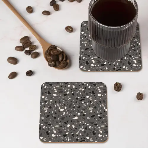 Terrazzo - Patroon - Grijs onderzetter kurk middel 366 -sfeer2