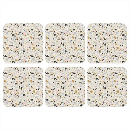 Terrazzo - Patroon - Neutraal - Zacht - Multi onderzetter kurk middel 366 -3d