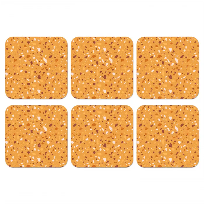 Terrazzo - Patroon - Okergeel onderzetter kurk middel 366 -3d
