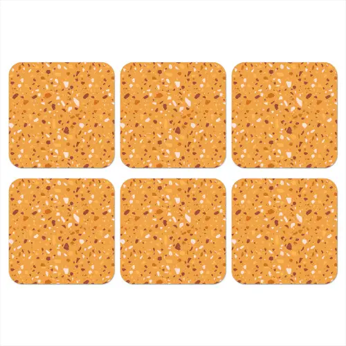 Terrazzo - Patroon - Okergeel onderzetter kurk middel 366 -3d