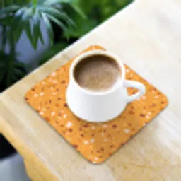 Terrazzo -  Patroon - Okergeel onderzetter kurk middel 366 -sfeer5