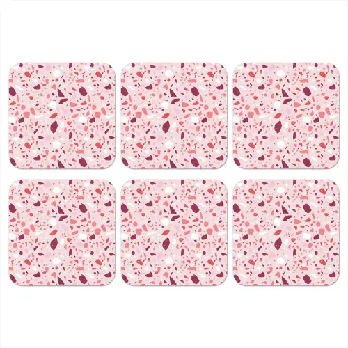 Terrazzo - Patroon - Roze onderzetter kurk middel 366 -3d
