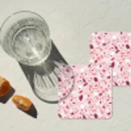 Terrazzo - Patroon - Roze onderzetter kurk middel 366 -sfeer4