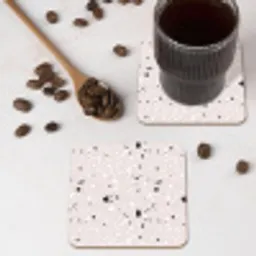 Terrazzo -  Patroon - Zacht - Zwart - Wit onderzetter kurk middel 366 -sfeer2