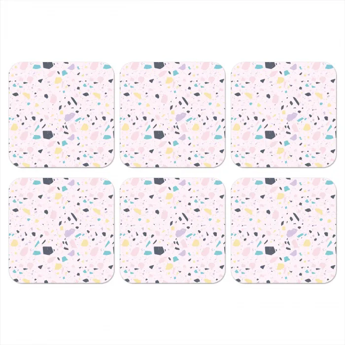 Terrazzo - Patroon - Zacht - Snoep onderzetter kurk middel 366 -3d
