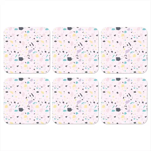 Terrazzo - Patroon - Zacht - Snoep onderzetter kurk middel 366 -3d