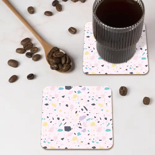 Terrazzo - Patroon - Zacht - Snoep onderzetter kurk middel 366 -sfeer2