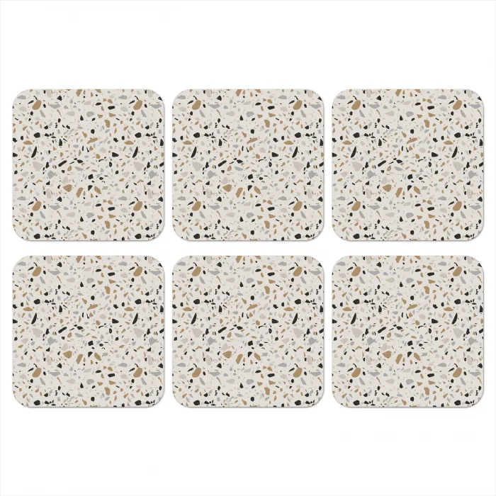 Terrazzo - Patroon - Staal onderzetter kurk middel 366 -3d