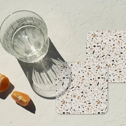 Terrazzo - Patroon - Staal onderzetter kurk middel 366 -sfeer4