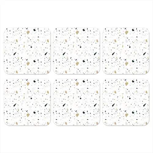 Terrazzo - Patroon - Wit - Neutraal onderzetter kurk middel 366 -3d