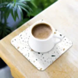 Terrazzo - Patroon - Wit - Neutraal onderzetter kurk middel 366 -sfeer5