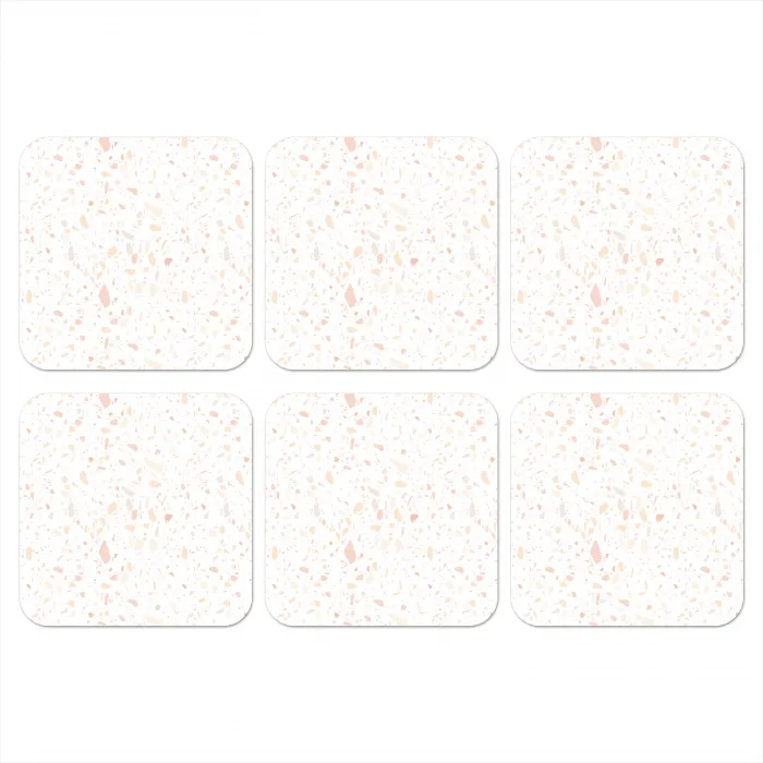 Terrazzo - Patroon - Wit - Perzik onderzetter kurk middel 366 -3d