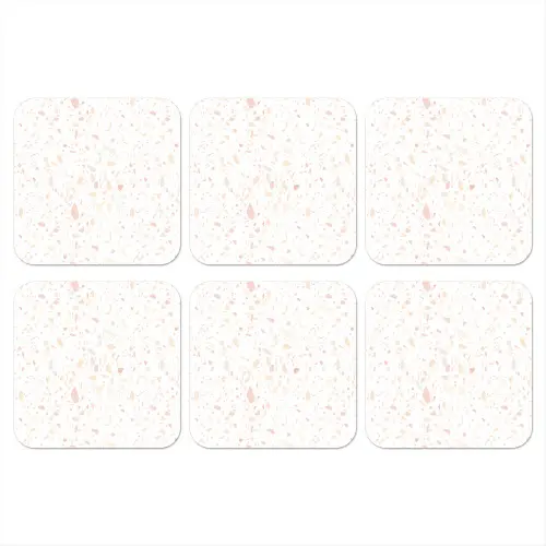 Terrazzo - Patroon - Wit - Perzik onderzetter kurk middel 366 -3d
