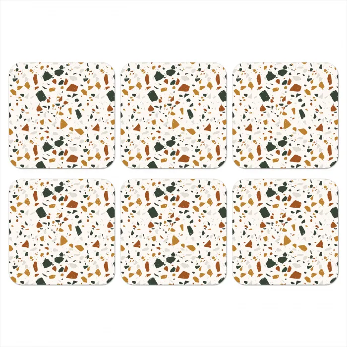 Terrazzo - Patroon - Wit - Terra onderzetter kurk middel 366 -3d